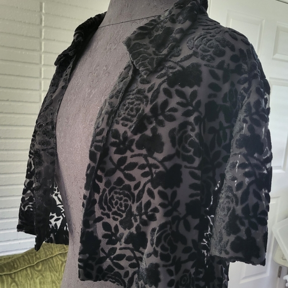 Vintage Black Rose Velvet Devore Jacket - Picture 13 of 15